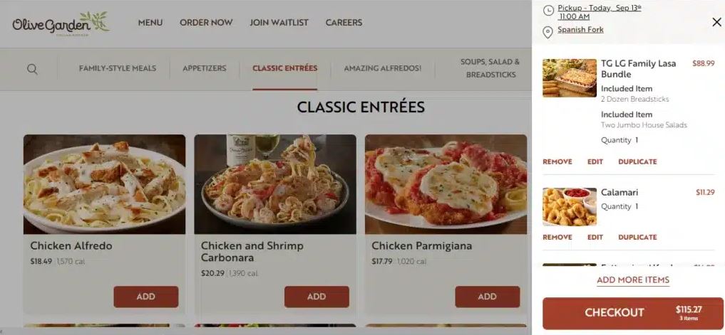 Olive Garden Menu